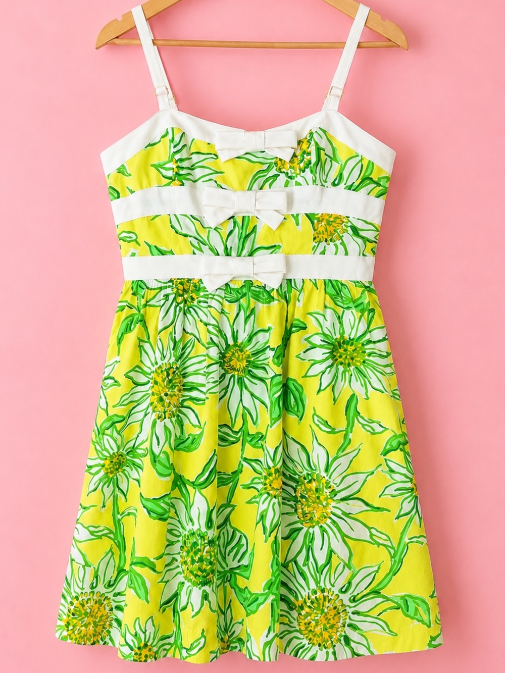 Lilly Pulitzer Cheri Dress Limoncello Sunbelievable Triple Bow Sundress Size 4